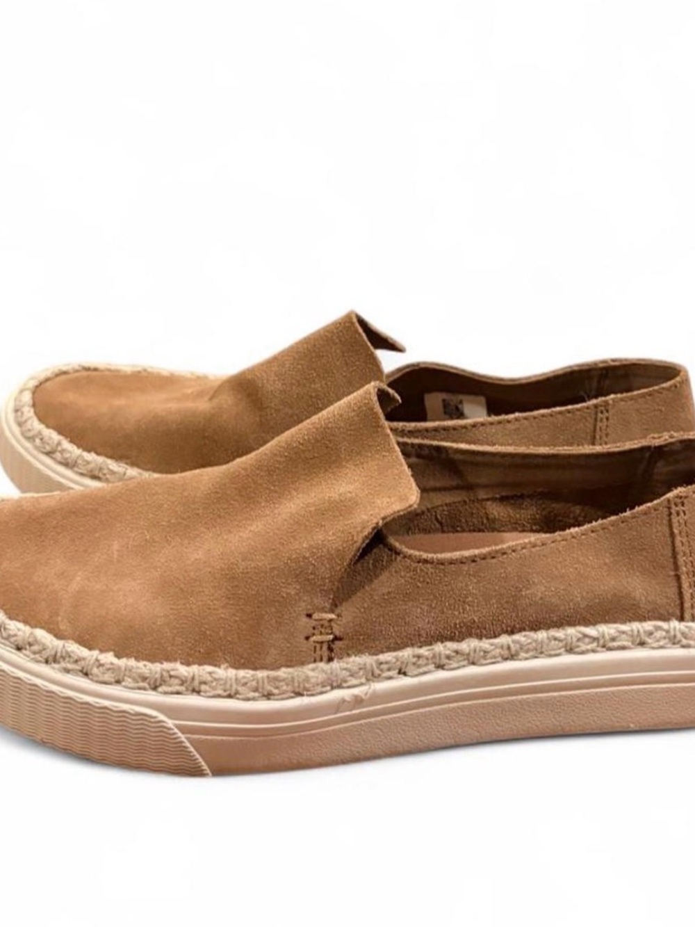 Toms Women’s 7.5 Sunset Suede Slip-On Espadrille Comfort Shoes Sneaker Tan Brown